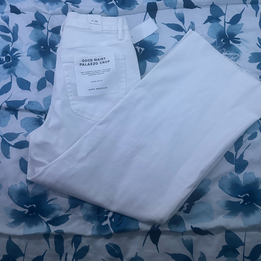 Good American White Palazzo Crop Jeans